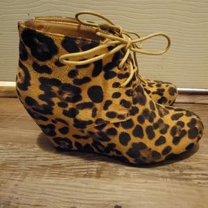 Belle Marie cheetah wedge boots
